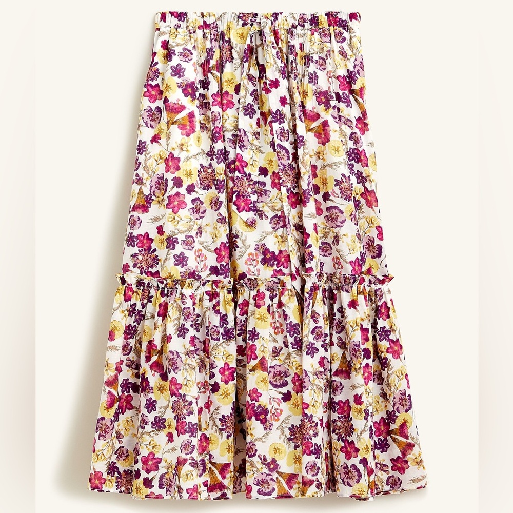 J Crew Tie-waist Midi Skirt in Summer Garden Floral (S)